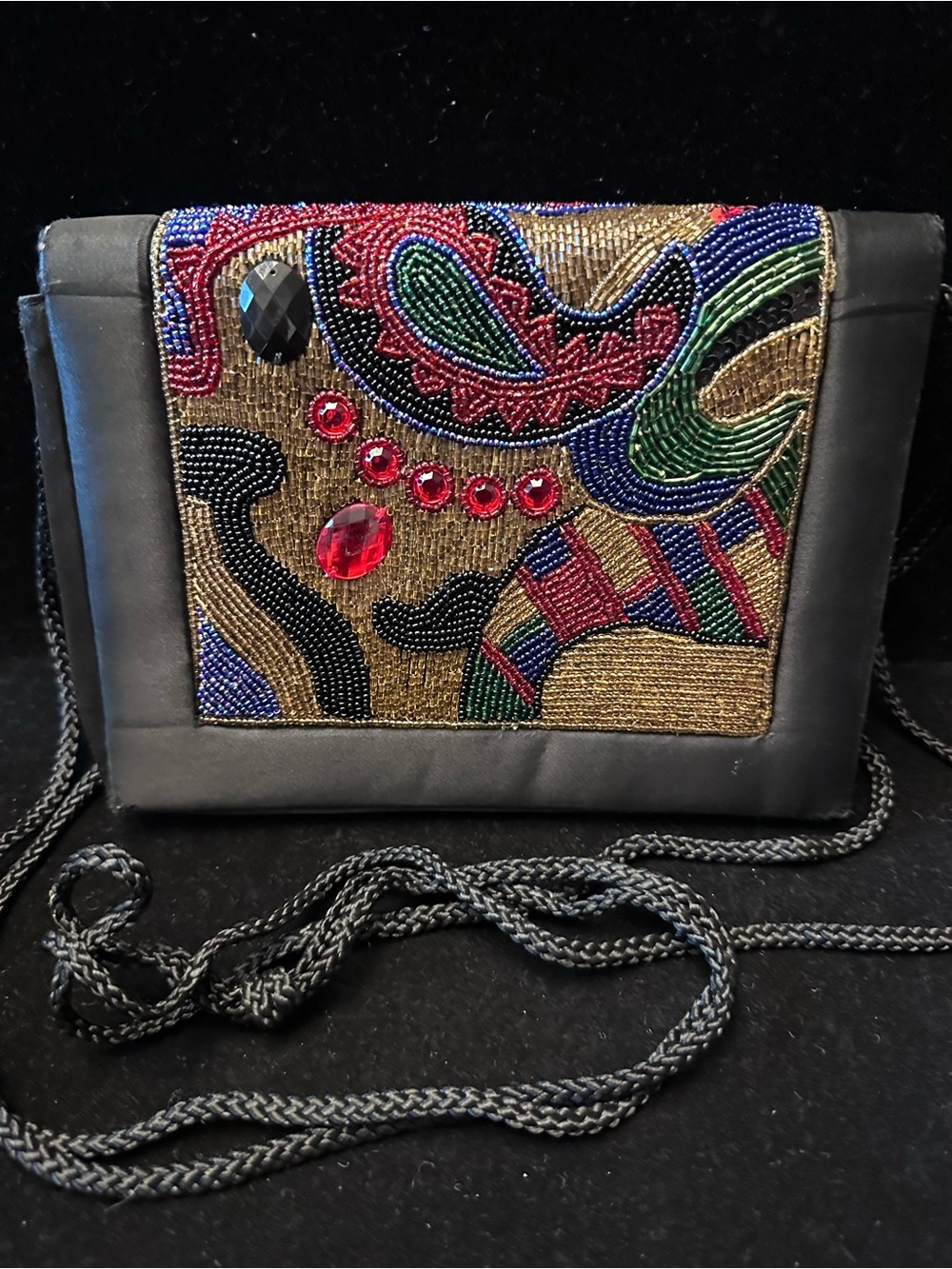 1990s vintage Carla Marchi Beaded Boho Style Handbag/Clutch/Purse/preowned